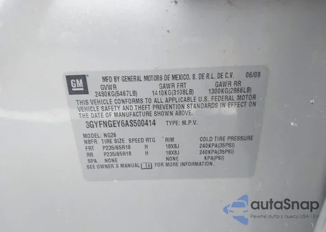 2010 Cadillac Srx Standard from USA, damaged, VIN 3GYFNGEY6AS500414